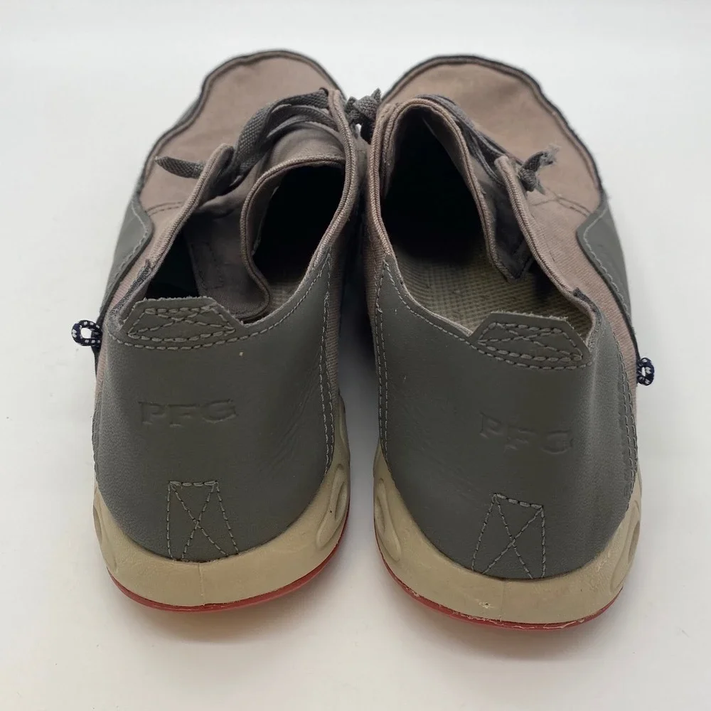 Columbia PFG Bahama Vent Boat Shoes Mens 11 Gray Red BM2658-023 Canvas Loafers